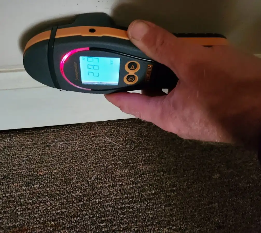 Moisture detection at baseboard during Burst Pipe Cleanup in Liberty Lake