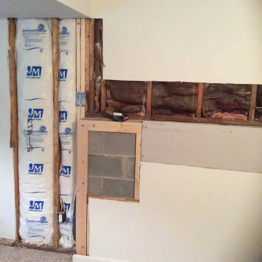 Wall insulation replacement during Basement Flood Cleanup in Liberty Lake